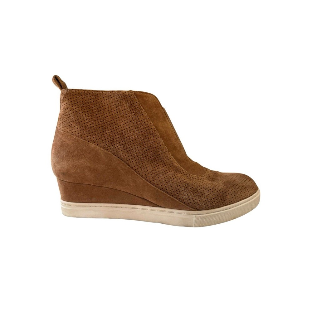 Linea Paolo Women Shoes, Leather Suede Zip Ankle Booties Wedge Sneakers, Sz 7.5